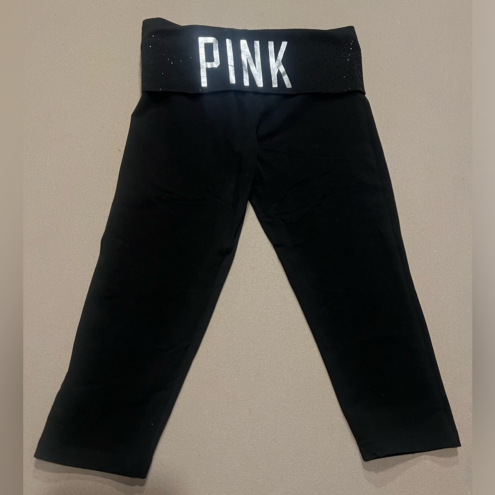Victorias Secret PINK Rhinestone Yoga Cropped Leggings Size S